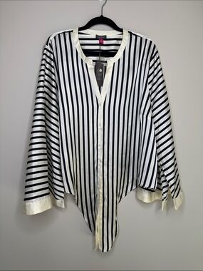 Vince Camuto  Stripe Blouse Business Dressy Oversized Size 2X